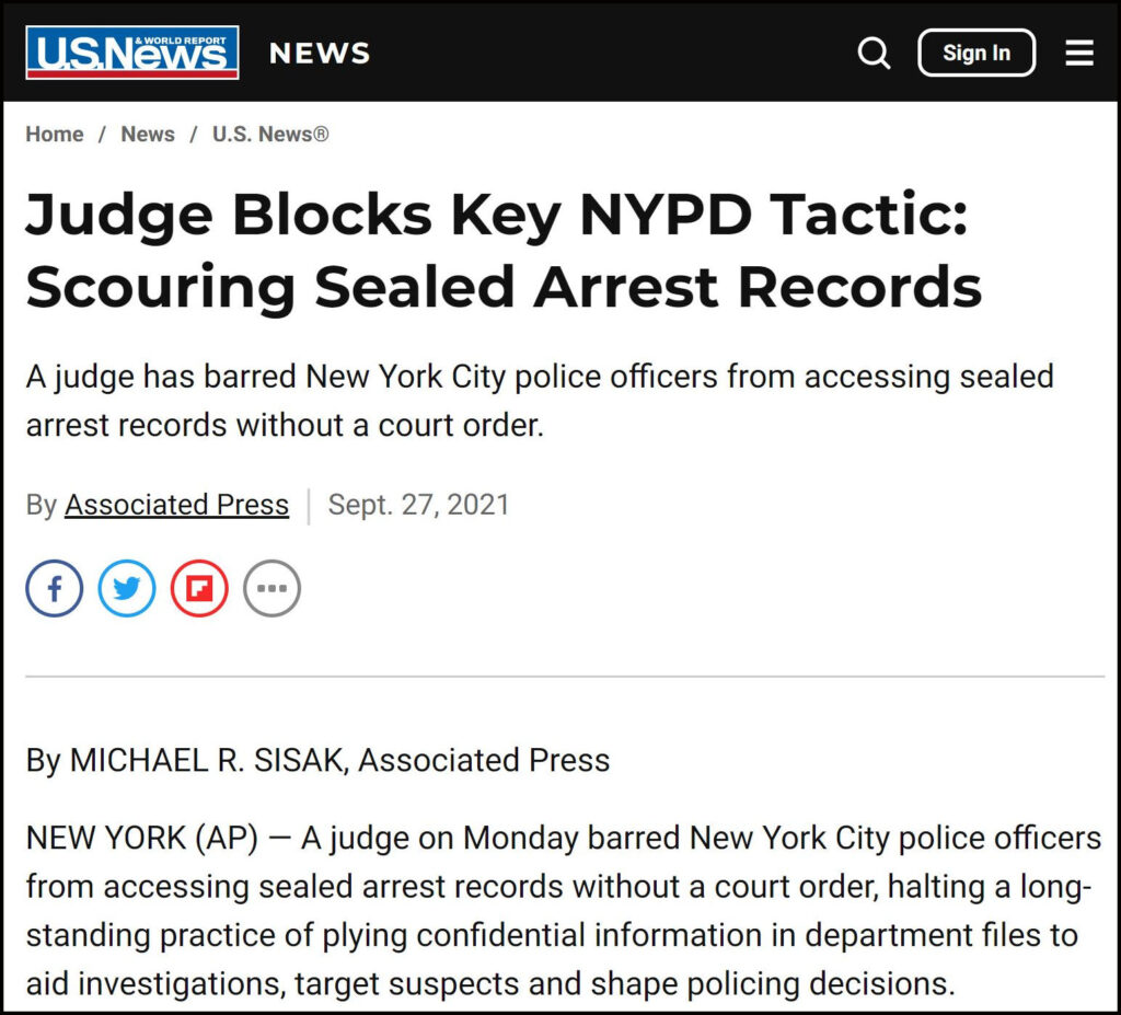 USNWR Judge Blocks Key NYPD Tactic