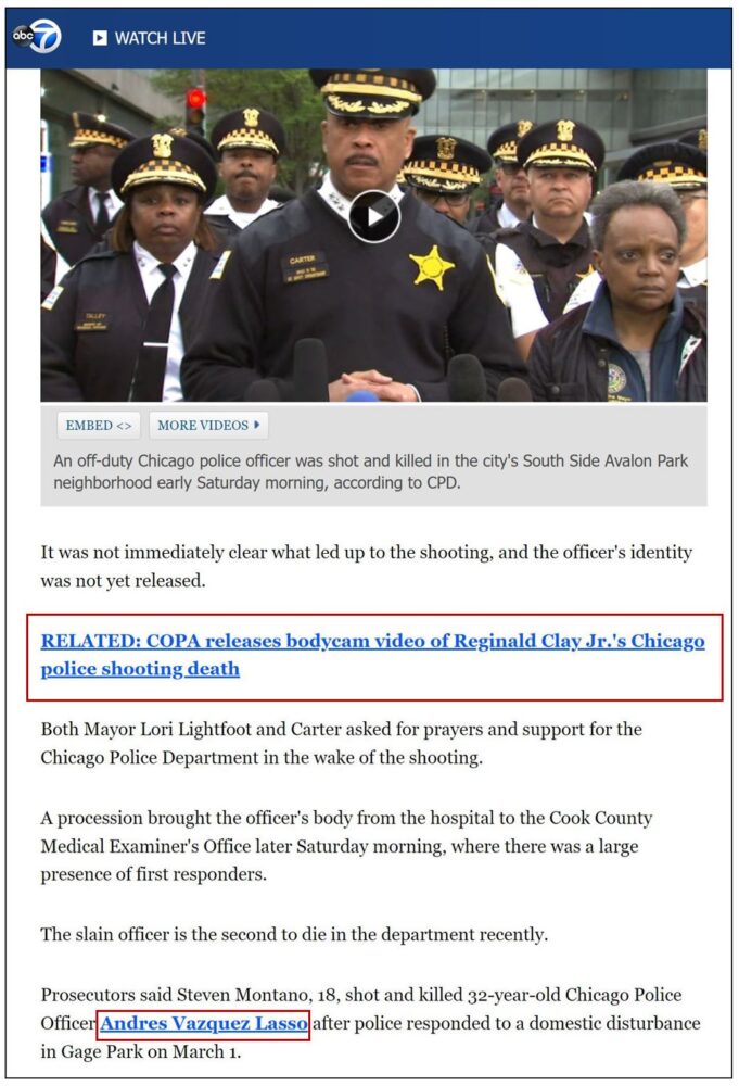 Media bias? ABC Chicago article on murder of a CPD officer.