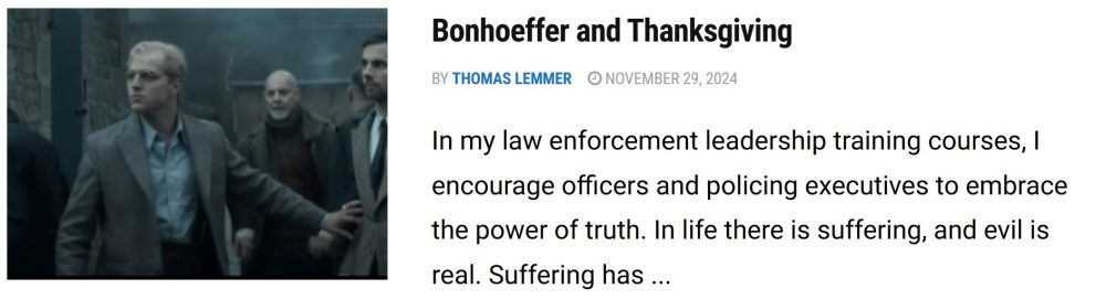 Bonhoeffer and Thanksgiving on LawOfficer.com